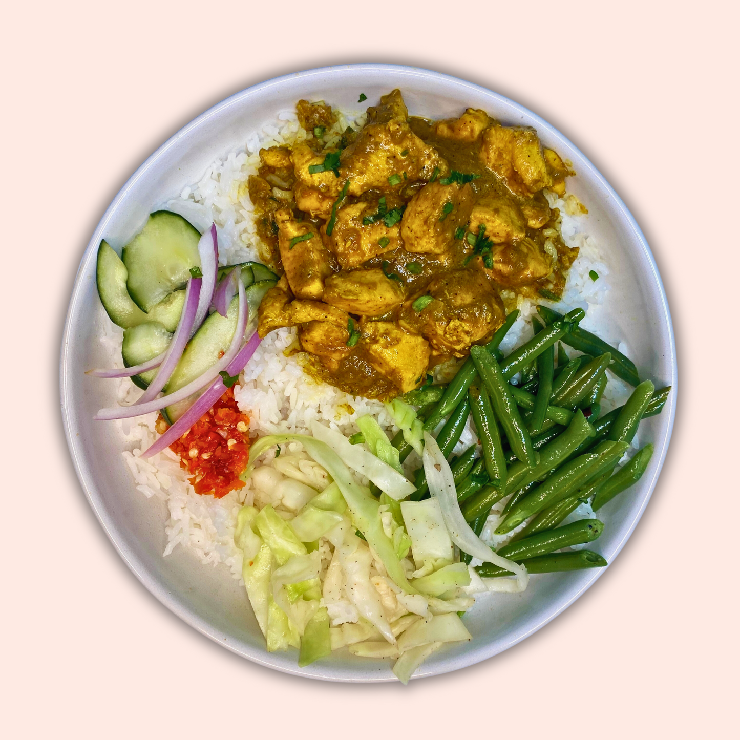 White rice curry chicken breast